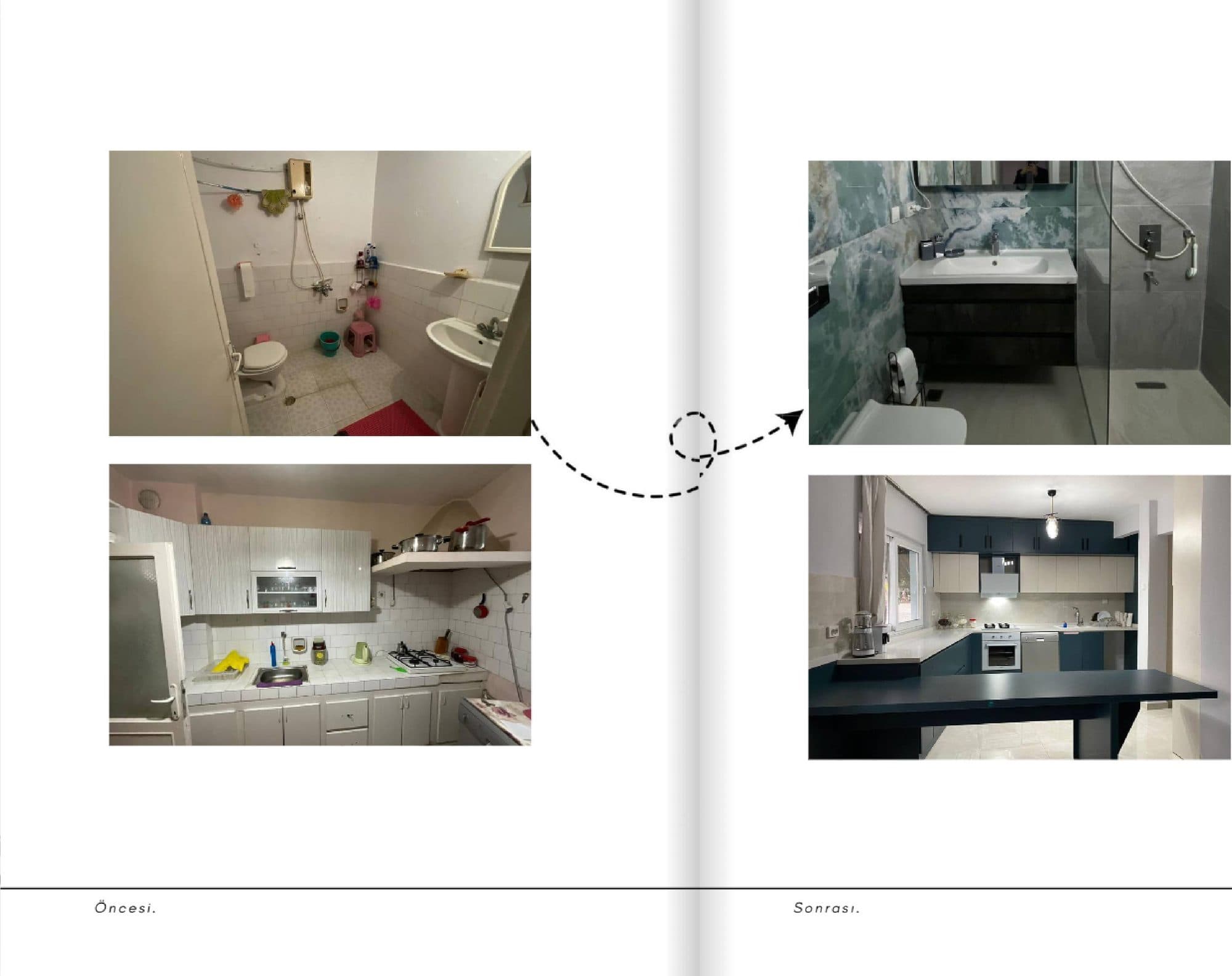 Ev Tadilatı — banyo ve mutfağın öncesi ve sonrası